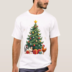 Chicken Cow Goat Horse Farm Animal Farmer Christma T-Shirt