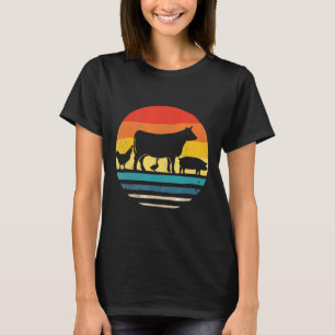 Chicken Cow Pig Duck Retro Farm Animals Farmer Gi T-Shirt
