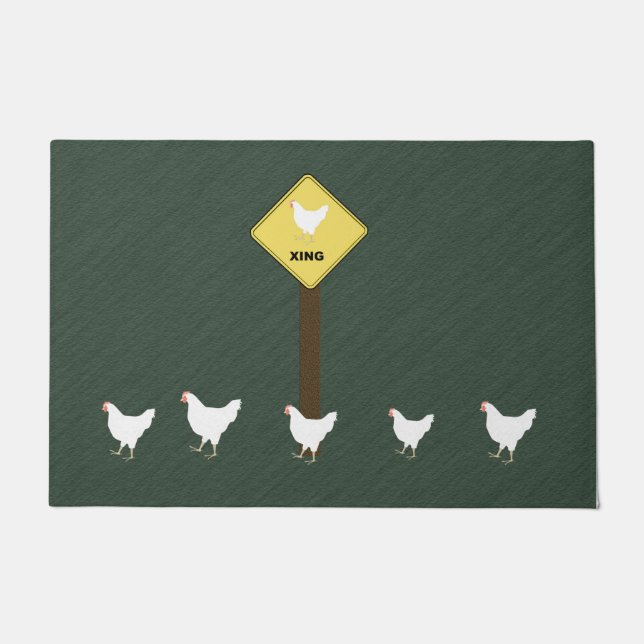 Chicken Crossing Large Doormat (Front)