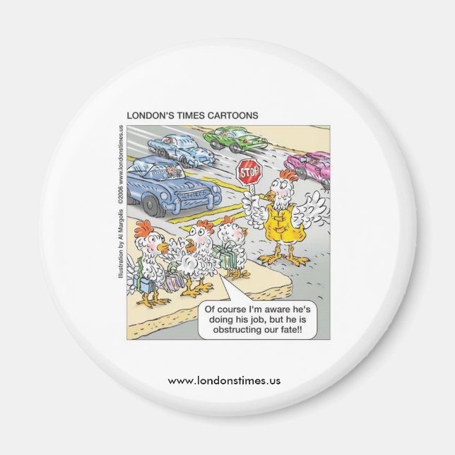 Chicken Crossing Road Funny Novelty Magnet (Front)