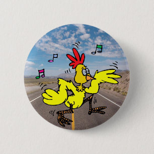 Chicken Crossing The Road 6 Cm Round Badge