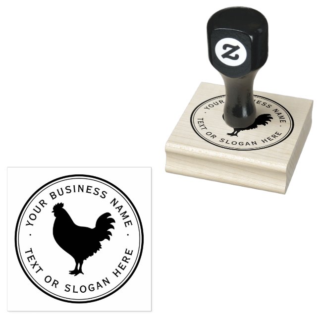 chicken  Custom Business Logo Large  Rubber Stamp (Stamped)