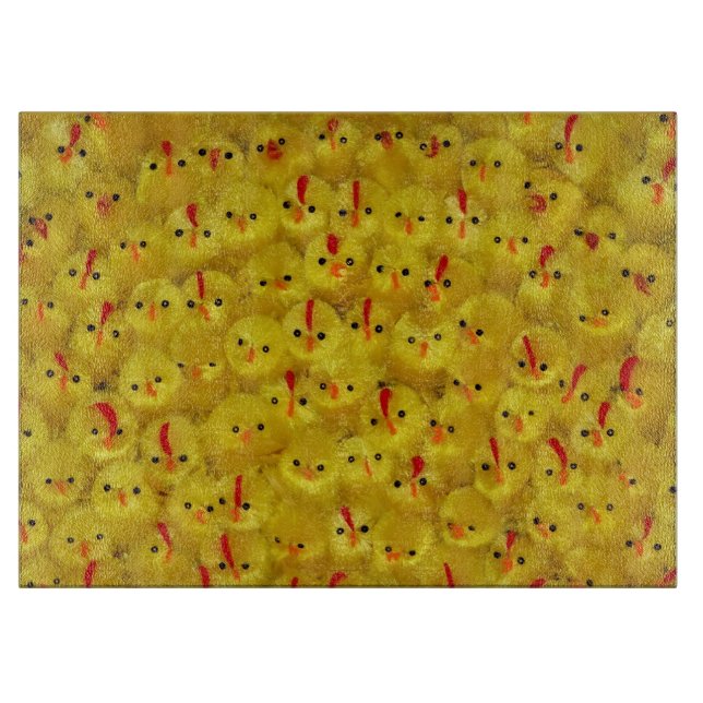 Chicken Cutting Board with Yellow Chicks Pattern (Front)