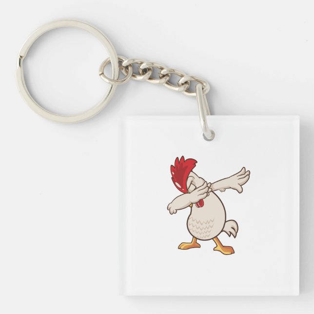 Chicken Dabbing Farmer Dab Dance Key Ring (Front)