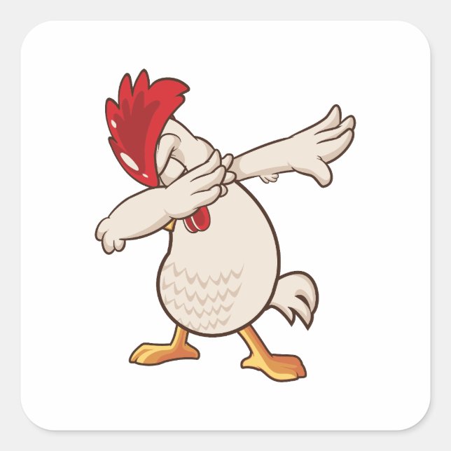 Chicken Dabbing Farmer Dab Dance Square Sticker (Front)