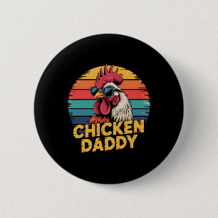 Chicken Dad Retro Farm Animal Lover 6 Cm Round Badge
