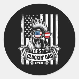 Chicken Dad Rooster Daddy Farmer Funny Fathers Day Classic Round Sticker