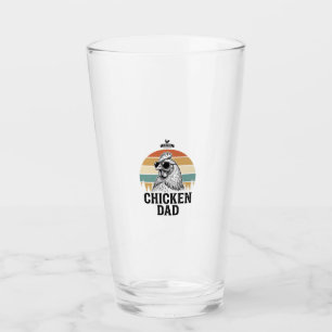 Chicken Dad Vintage Sunset Funny Chicken Lover Shi Glass