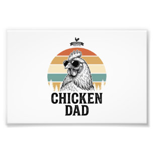 Chicken Dad Vintage Sunset Funny Chicken Lover Shi Photo Print