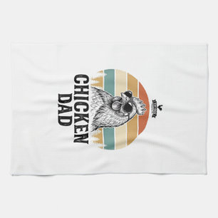 Chicken Dad Vintage Sunset Funny Chicken Lover Shi Tea Towel