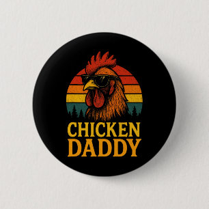 Chicken Daddy - Funny Poultry Farmer Retro 6 Cm Round Badge