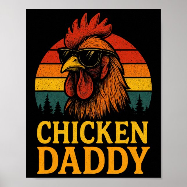 Chicken Daddy - Funny Poultry Farmer Retro  Poster (Front)