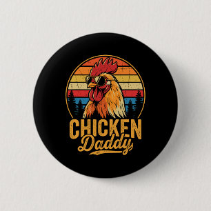 Chicken Daddy Funny Rooster Retro Poultry Farm Dad 6 Cm Round Badge