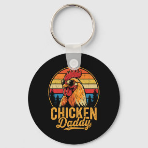 Chicken Daddy Funny Rooster Retro Poultry Farm Dad Key Ring