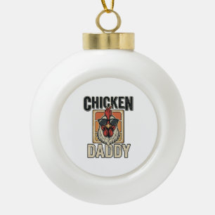 Chicken Daddy Funny Rooster Vintage Vector Shirt_1 Ceramic Ball Christmas Ornament