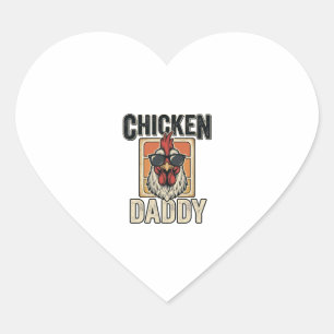 Chicken Daddy Funny Rooster Vintage Vector Shirt_1 Heart Sticker