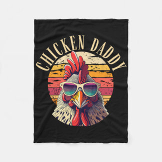 Chicken Daddy Retro Vintage 70s Chicken Dad Father Fleece Blanket