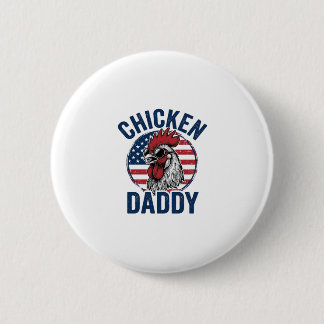 Chicken Daddy Rooster Vintage Patriotic Shirt Desi 6 Cm Round Badge