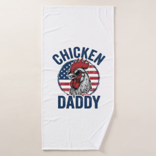 Chicken Daddy Rooster Vintage Patriotic Shirt Desi Bath Towel