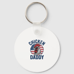Chicken Daddy Rooster Vintage Patriotic Shirt Desi Key Ring