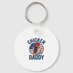 Chicken Daddy Rooster Vintage Patriotic Shirt Desi Key Ring