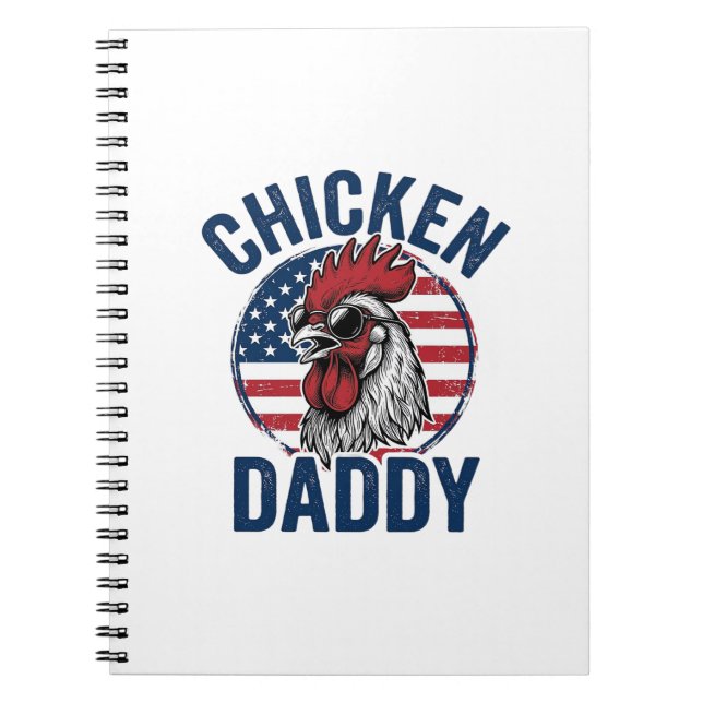 Chicken Daddy Rooster Vintage Patriotic Shirt Desi Notebook (Front)