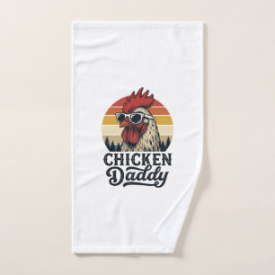 Chicken Daddy Rooster Vintage Sunset Vector Design Hand Towel