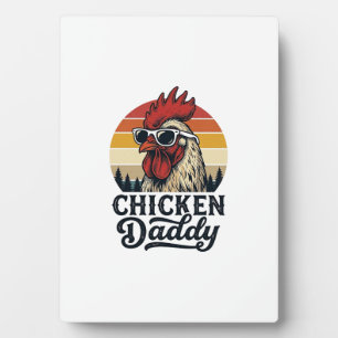 Chicken Daddy Rooster Vintage Sunset Vector Design Plaque