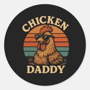 Chicken Daddy Vintage Chicken Dad Farmer Poultry F Classic Round Sticker