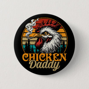Chicken Daddy Vintage Poultry Farmer Funny Fathers 6 Cm Round Badge