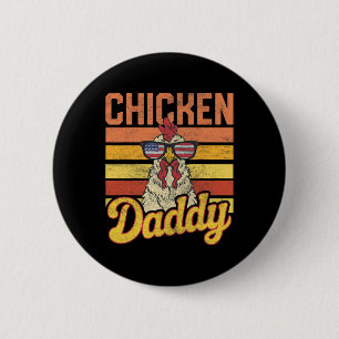 Chicken Daddy Vintage Poultry Farmer Funny Fathers 6 Cm Round Badge