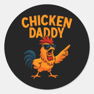 Chicken Daddy Vintage Poultry Farmer Funny Fathers Classic Round Sticker