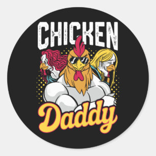 Chicken Daddy Vintage Poultry Farmer Funny Fathers Classic Round Sticker