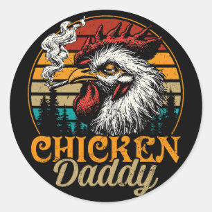 Chicken Daddy Vintage Poultry Farmer Funny Fathers Classic Round Sticker