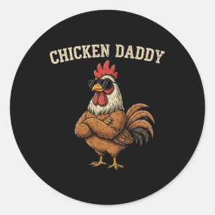 Chicken Daddy Vintage Poultry Farmer Funny Fathers Classic Round Sticker
