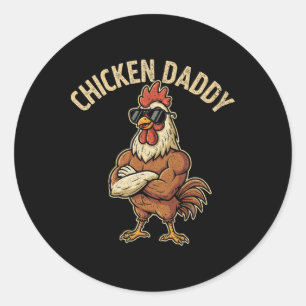 Chicken Daddy Vintage Poultry Farmer Funny Fathers Classic Round Sticker