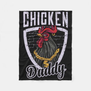 Chicken Daddy Vintage Poultry Farmer Funny Fathers Fleece Blanket