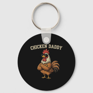 Chicken Daddy Vintage Poultry Farmer Funny Fathers Key Ring