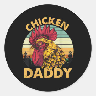 Chicken Daddy Vintage Rooster For Dad Farmer Fathe Classic Round Sticker