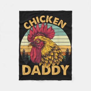 Chicken Daddy Vintage Rooster For Dad Farmer Fathe Fleece Blanket