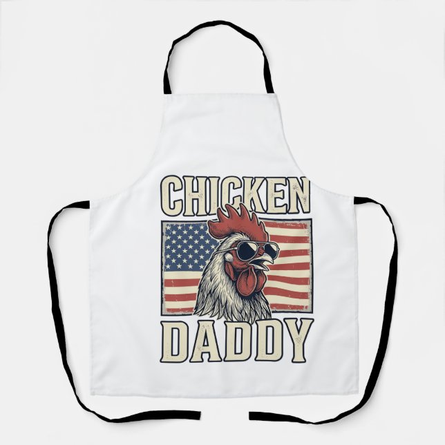 Chicken Daddy Vintage Rooster Patriotic Apron (Front)