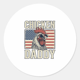 Chicken Daddy Vintage Rooster Patriotic Classic Round Sticker