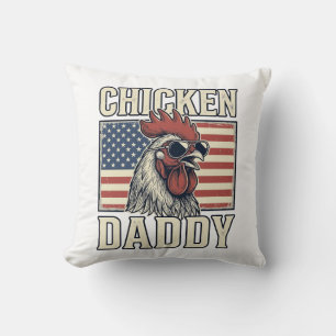 Chicken Daddy Vintage Rooster Patriotic Cushion