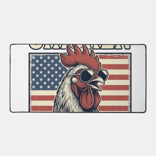 Chicken Daddy Vintage Rooster Patriotic Desk Mat (Front)