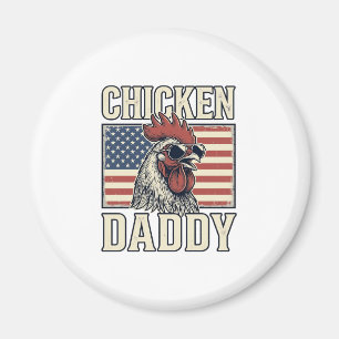Chicken Daddy Vintage Rooster Patriotic Magnet