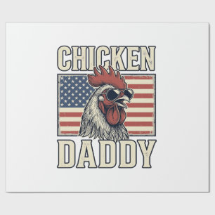 Chicken Daddy Vintage Rooster Patriotic Wrapping Paper