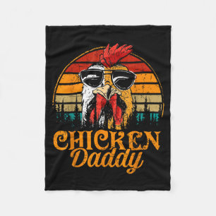 Chicken Daddy Vintage Ultry Farmer Funny Fathers D Fleece Blanket