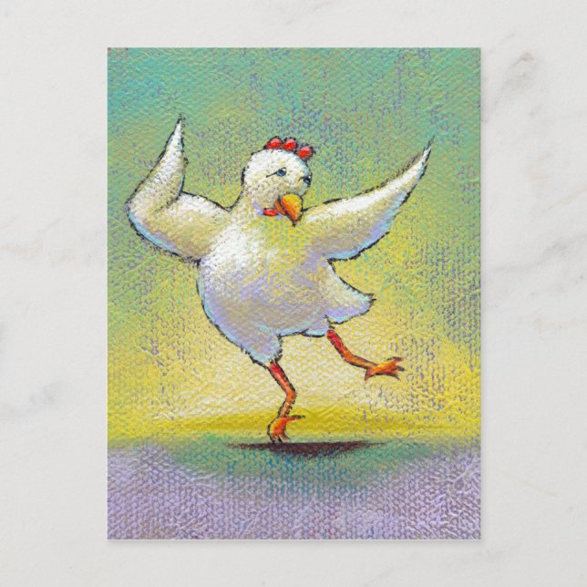 Chicken dancer modern interpretive dancing fun art postcard (Front)