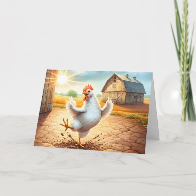 Chicken Dancing In Barnyard Birthday  Card (Front)