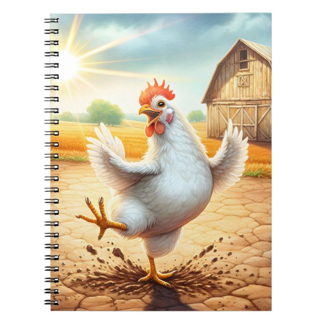 Chicken Dancing In Barnyard Notebook (Front)